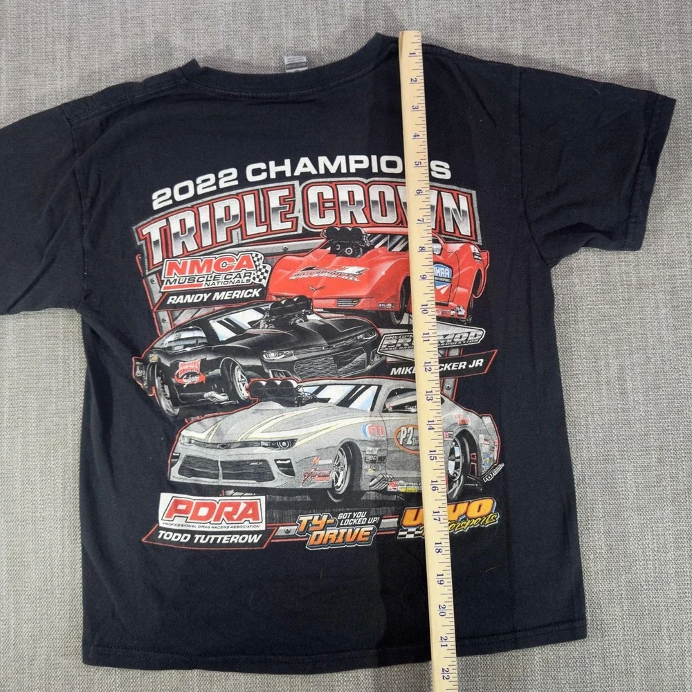 WYO Motorsports Triple Crown Shirt Youth Medium Black 2022 Graphic Tee Racing